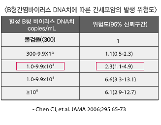 B형간염바이러스 DNA치에 따른 간세포암의 발생 위험도